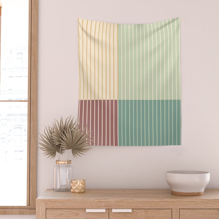 Color Block Line Abstract XIX Wall Tapestry Gallery Image 2