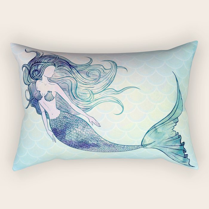 Watercolor Mermaid Rectangular Pillow Gallery Image 2
