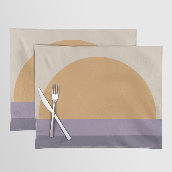 Minimal Retro Sunset Sunrise - Purple Mauve Dusk Placemat Gallery Image 1