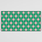 Midcentury Modern Atomic Age Starburst Pattern in Pink and Christmas Green Desk Mat Gallery Image 3