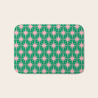 Midcentury Modern Atomic Age Starburst Pattern in Pink and Christmas Green Bath Mat Gallery Image 1