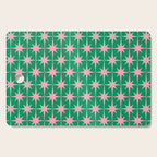 Midcentury Modern Atomic Age Starburst Pattern in Pink and Christmas Green Cutting Board Gallery Image 1