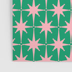 Midcentury Modern Atomic Age Starburst Pattern in Pink and Christmas Green Poster Gallery Image 3