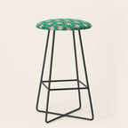 Midcentury Modern Atomic Age Starburst Pattern in Pink and Christmas Green Stool Gallery Image 1
