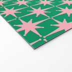 Midcentury Modern Atomic Age Starburst Pattern in Pink and Christmas Green Welcome Mat Gallery Image 2