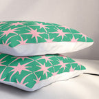 Midcentury Modern Atomic Age Starburst Pattern in Pink and Christmas Green Pillow Sham Gallery Image 3