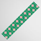 Midcentury Modern Atomic Age Starburst Pattern in Pink and Christmas Green Table Runner Gallery Image 3