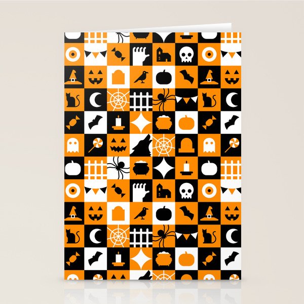 Geometric halloween mosaic pattern Stationery Card Gallery Image 2