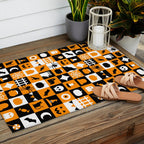 Geometric halloween mosaic pattern Outdoor Rug Gallery Image 2