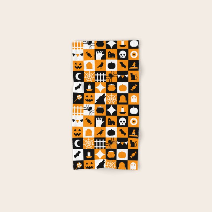 Geometric halloween mosaic pattern Bath Towel Gallery Image 1