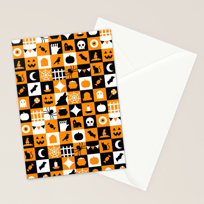 Geometric halloween mosaic pattern Stationery Card Gallery Image 2