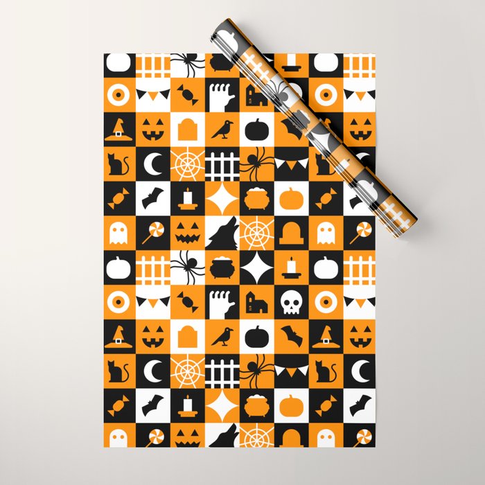 Geometric halloween mosaic pattern Wrapping Paper Gallery Image 1