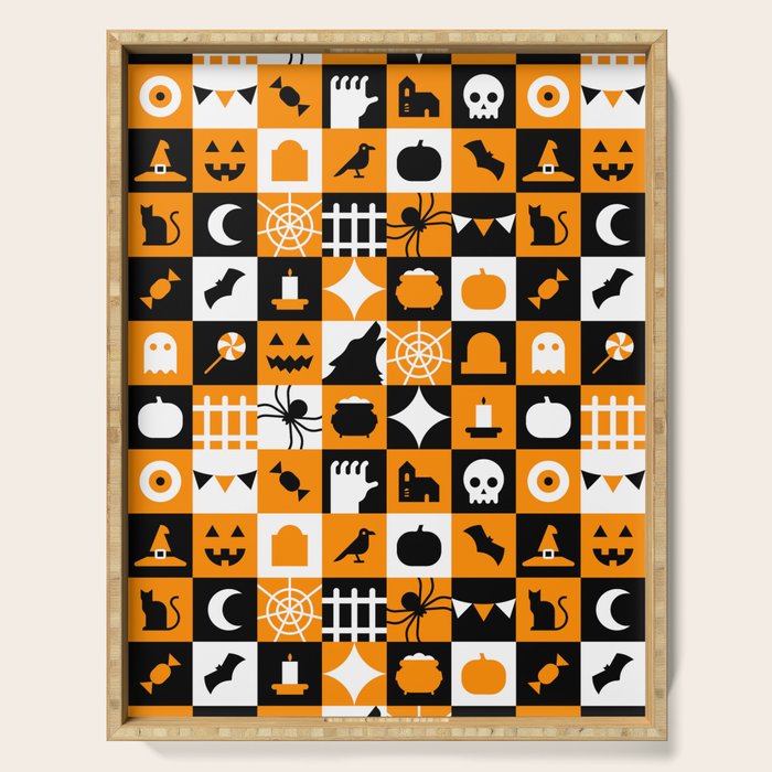 Geometric halloween mosaic pattern Serving Tray Gallery Image 1