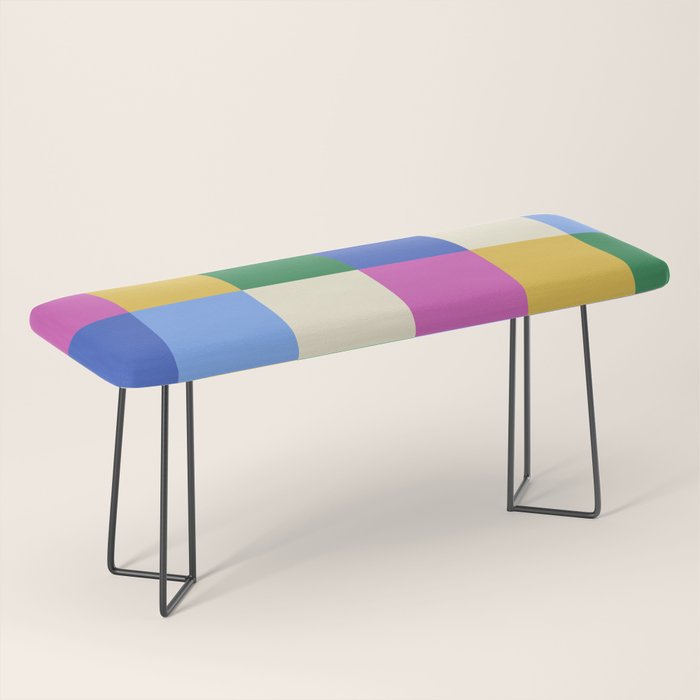 Bold Colorful Checks Pattern - Large XVI Bench Gallery Image 1
