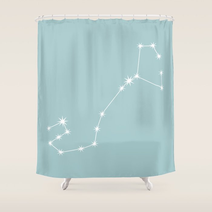 Scorpio Zodiac Star Constellation Line Art Pastel Teal Shower Curtain Gallery Image 1