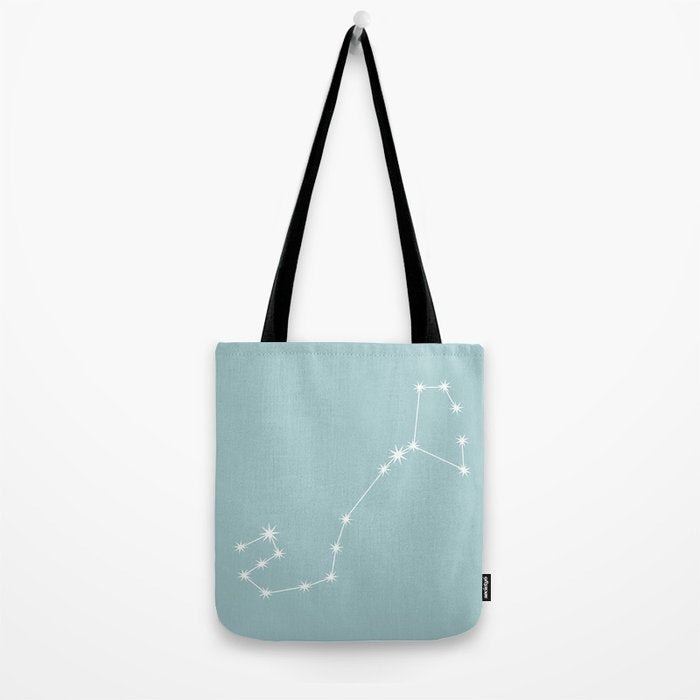 Scorpio Zodiac Star Constellation Line Art Pastel Teal Tote Bag Gallery Image 2