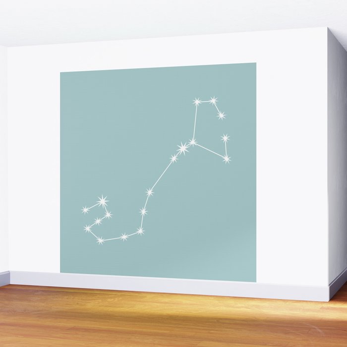 Scorpio Zodiac Star Constellation Line Art Pastel Teal Wall Mural Gallery Image 2