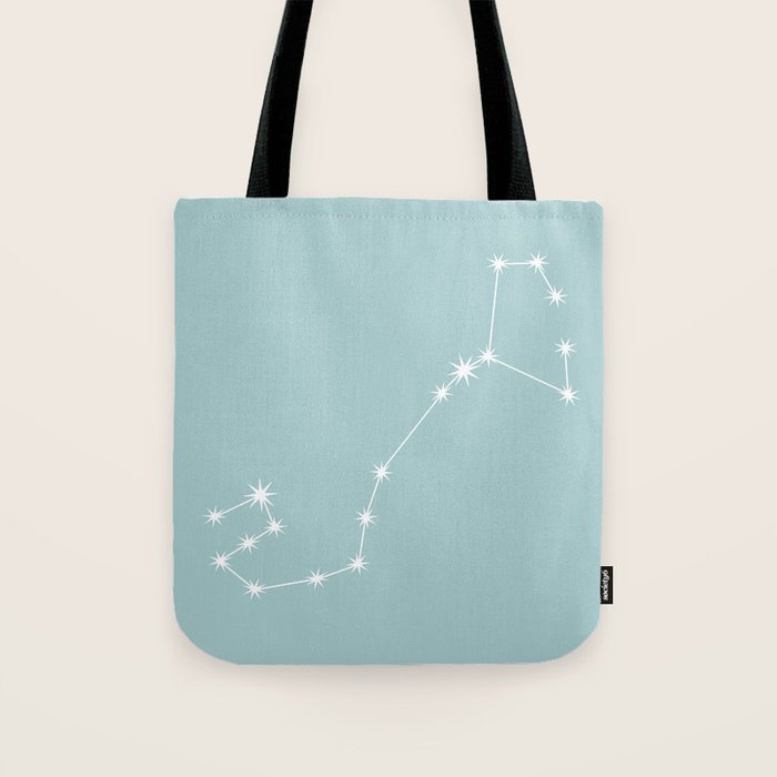 Scorpio Zodiac Star Constellation Line Art Pastel Teal Tote Bag Gallery Image 1