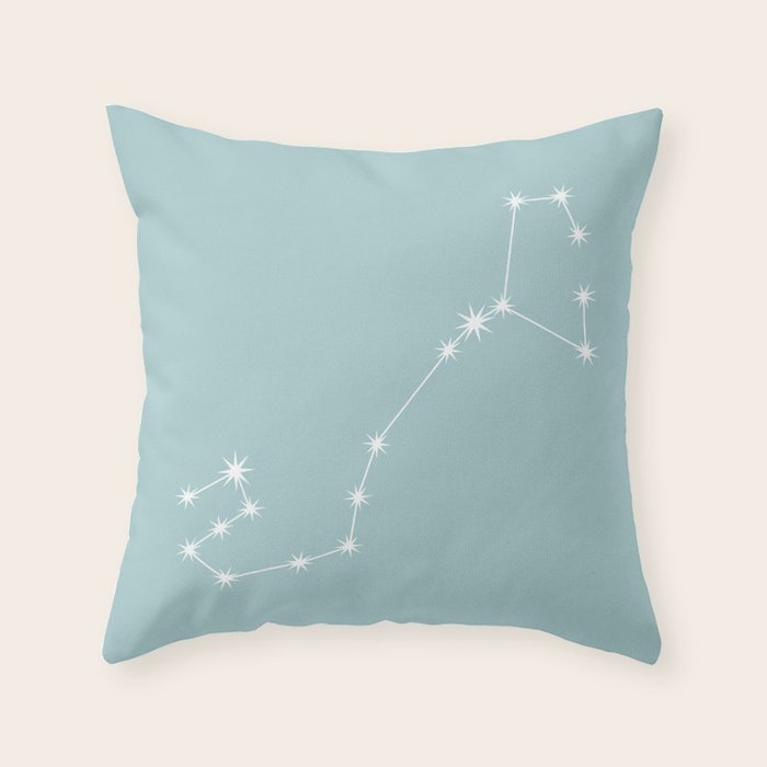 Scorpio Zodiac Star Constellation Line Art Pastel Teal Throw Pillow Gallery Image 6
