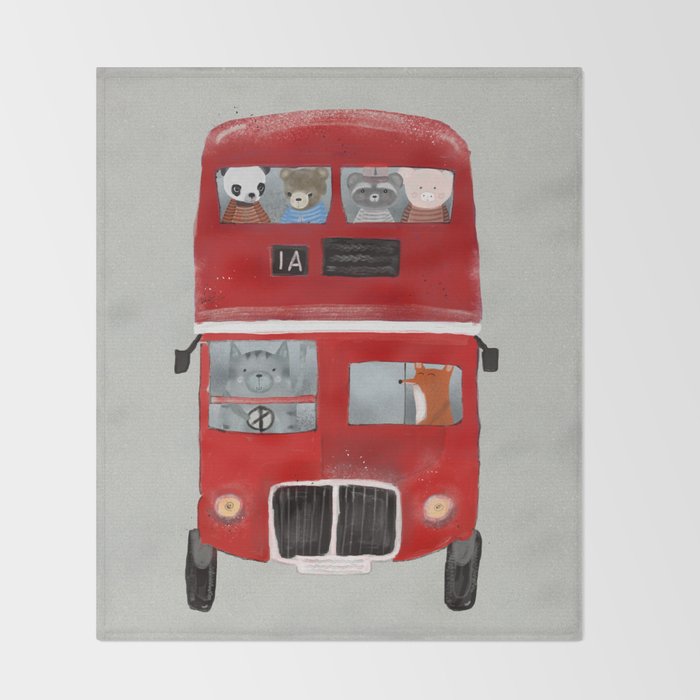 the little big red bus Throw Blanket Gallery Image 2