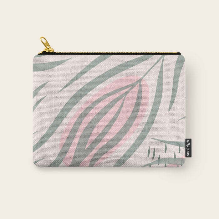 Pastel pink abstract leaf pattern Carry All Pouch Gallery Image 1