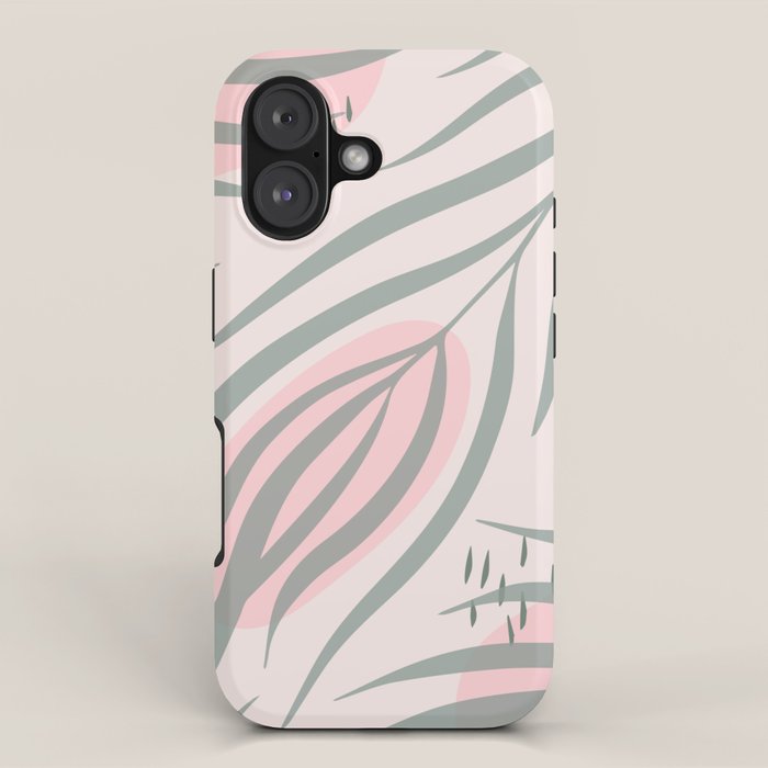 Pastel pink abstract leaf pattern iPhone Case Gallery Image 1