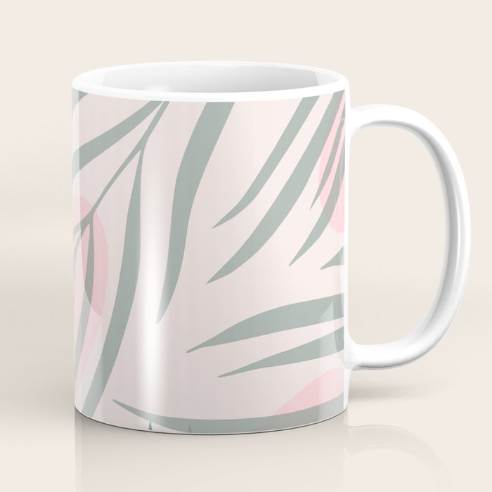 Pastel pink abstract leaf pattern Coffee Mug Gallery Image 1