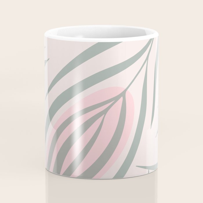 Pastel pink abstract leaf pattern Coffee Mug Gallery Image 4