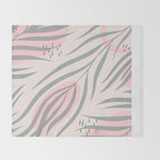 Pastel pink abstract leaf pattern Throw Blanket Gallery Image 2