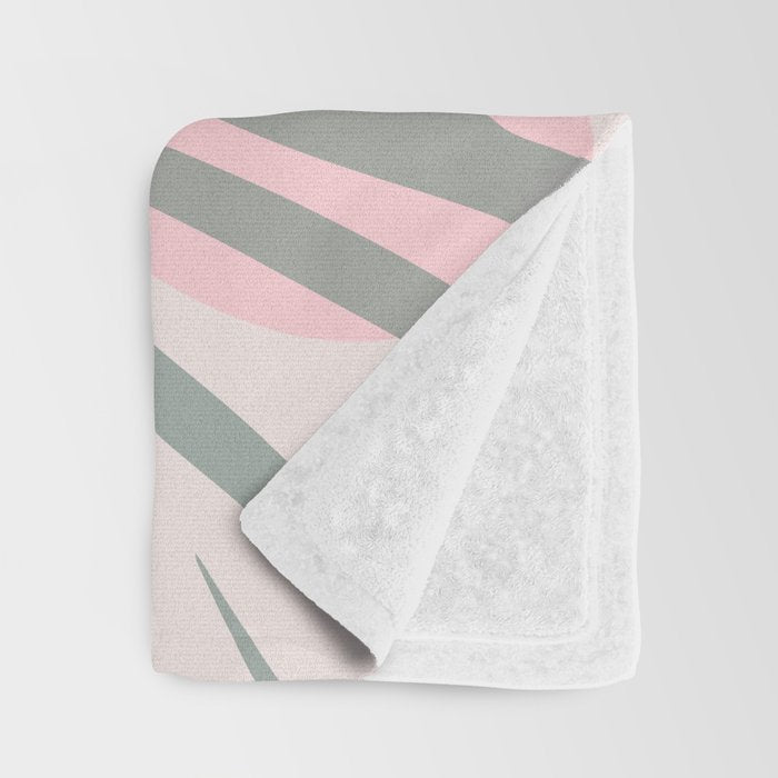 Pastel pink abstract leaf pattern Throw Blanket Gallery Image 3