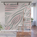 Pastel pink abstract leaf pattern Wall Mural Gallery Image 1