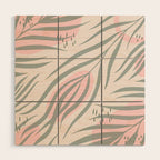 Pastel pink abstract leaf pattern Wood Wall Art Gallery Image 1