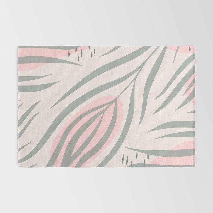 Pastel pink abstract leaf pattern Rug Gallery Image 2