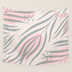 Pastel pink abstract leaf pattern Wall Tapestry Gallery Image 4