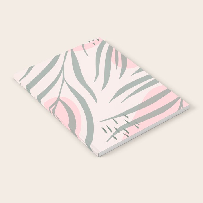 Pastel pink abstract leaf pattern Notebook Gallery Image 1
