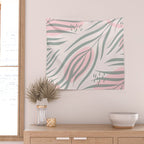 Pastel pink abstract leaf pattern Wall Tapestry Gallery Image 2
