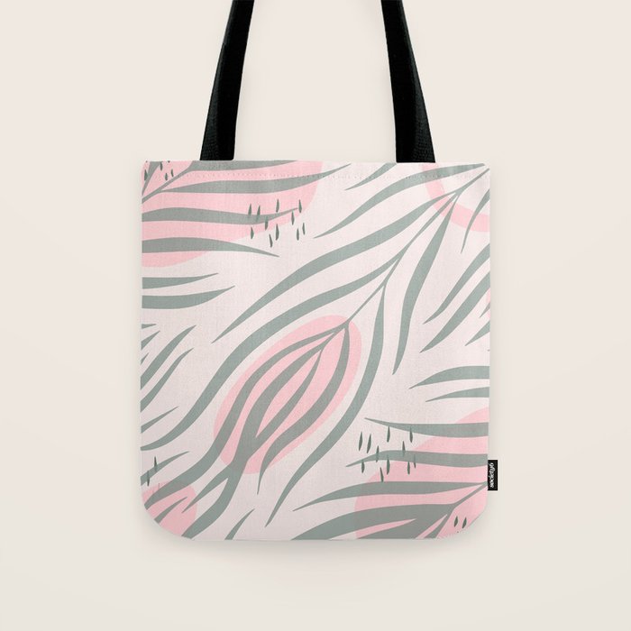 Pastel pink abstract leaf pattern Tote Bag Gallery Image 1