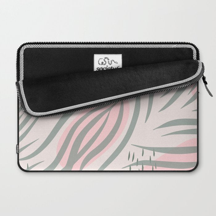 Pastel pink abstract leaf pattern Laptop Sleeve Gallery Image 2