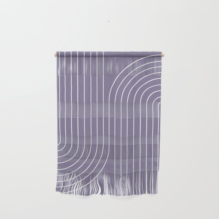 Minimal Line Curvature XXIII Lavender Purple Mid Century Modern Arch Abstract Wall Hanging Gallery Image 1