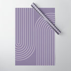 Minimal Line Curvature XXIII Lavender Purple Mid Century Modern Arch Abstract Wrapping Paper Gallery Image 1