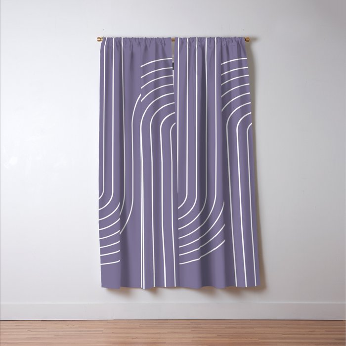 Minimal Line Curvature XXIII Lavender Purple Mid Century Modern Arch Abstract Window Curtain Gallery Image 3