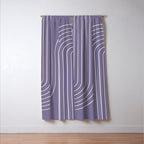 Minimal Line Curvature XXIII Lavender Purple Mid Century Modern Arch Abstract Window Curtain Gallery Image 3