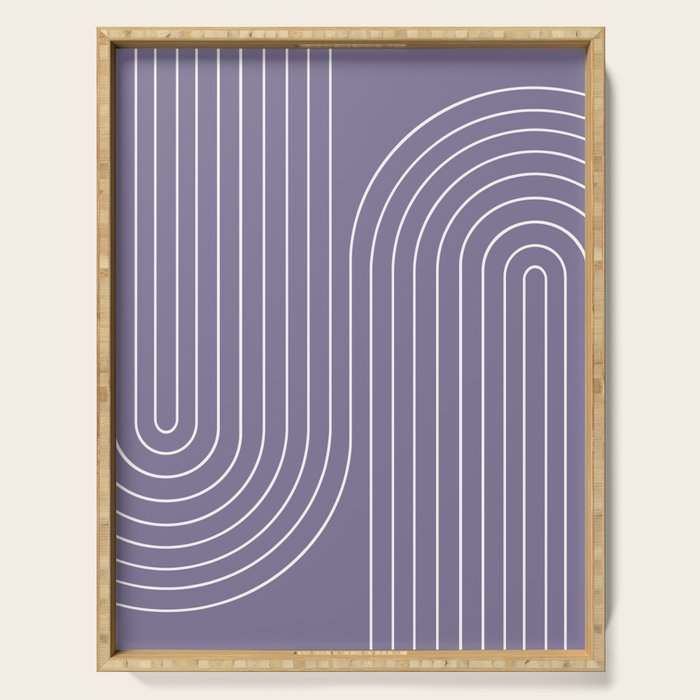 Minimal Line Curvature XXIII Lavender Purple Mid Century Modern Arch Abstract Serving Tray Gallery Image 1