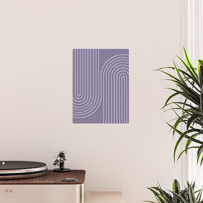 Minimal Line Curvature XXIII Lavender Purple Mid Century Modern Arch Abstract Poster Gallery Image 2