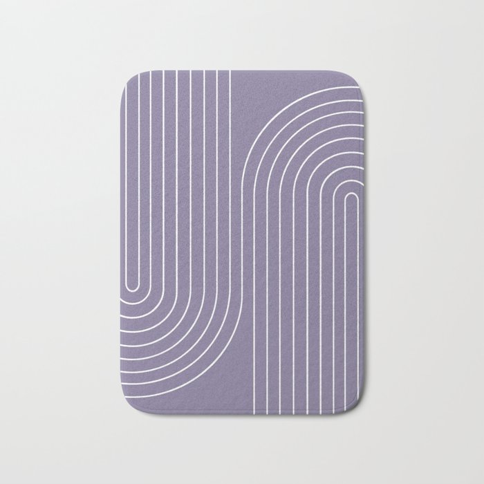 Minimal Line Curvature XXIII Lavender Purple Mid Century Modern Arch Abstract Bath Mat Gallery Image 1