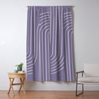 Minimal Line Curvature XXIII Lavender Purple Mid Century Modern Arch Abstract Window Curtain Gallery Image 5