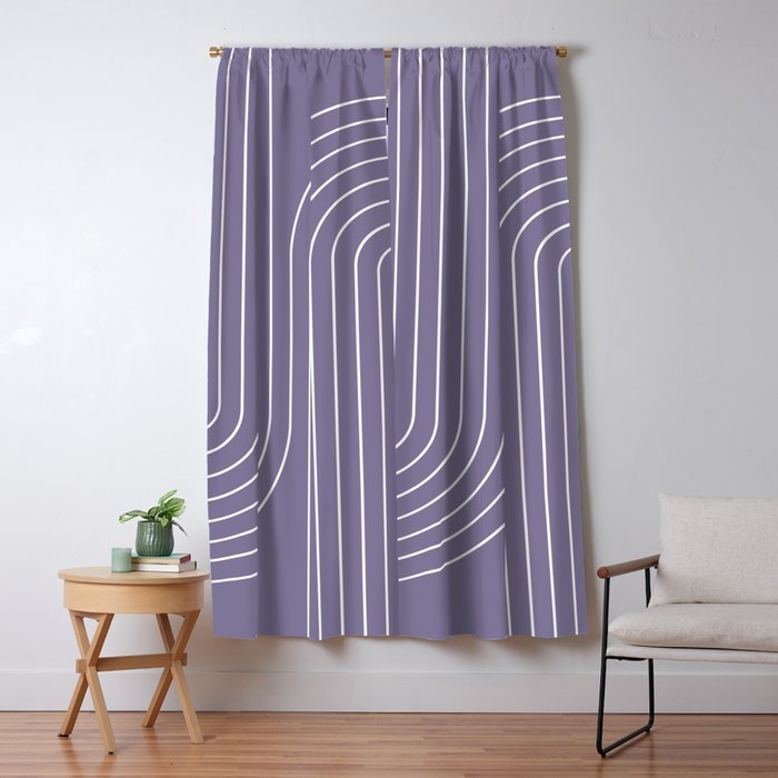 Minimal Line Curvature XXIII Lavender Purple Mid Century Modern Arch Abstract Window Curtain Gallery Image 5
