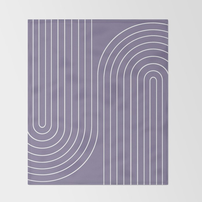Minimal Line Curvature XXIII Lavender Purple Mid Century Modern Arch Abstract Throw Blanket Gallery Image 2