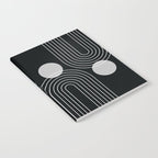 Mid Century Modern Geometric 109 in Black and White (Rainbow and Sun Abstraction) Notebook Gallery Image 2