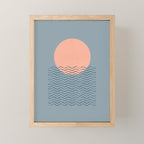 Ocean Wave Sun Blue - Mid Century Modern Mini Art Print Gallery Image 1